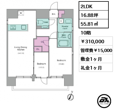 デュオフラッツ飯田橋WEST 310,000円