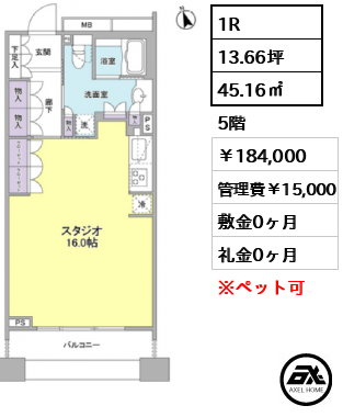 パークフラッツ銀座イースト 184,000円