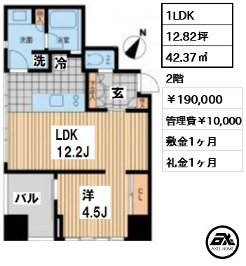 ウィルテラス勝どき 190,000円