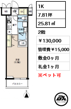 TATSUMIスカイガーデンテラス 130,000円
