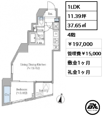 ビバリーホームズ麻布十番 197,000円