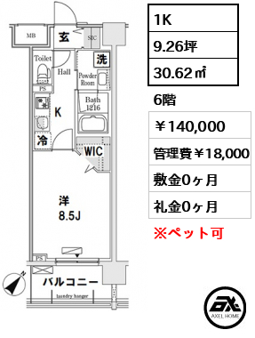 RIDGE豊洲 140,000円