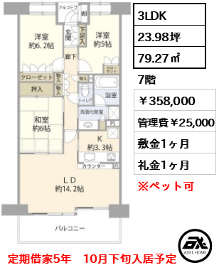 小石川後楽園パークハウス 358,000円