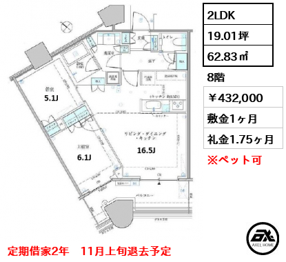 パークタワー勝どき サウス 432,000円