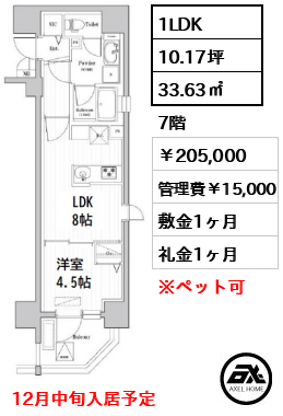神宮北参道レジデンス 205,000円