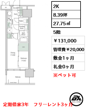ブルックサイドレジデンス木場 131,000円