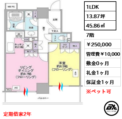 ライオンズ四谷タワーゲート 250,000円