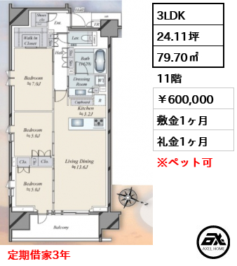 プラウド神田 600,000円