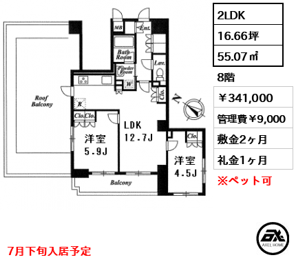 プレミアステージ市ヶ谷河田町 341,000円