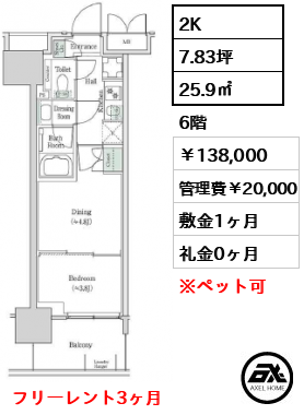 ブルックサイドレジデンス木場 138,000円