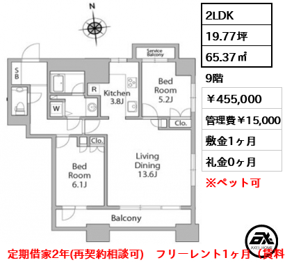 ファミール新宿グランスイートタワー 455,000円