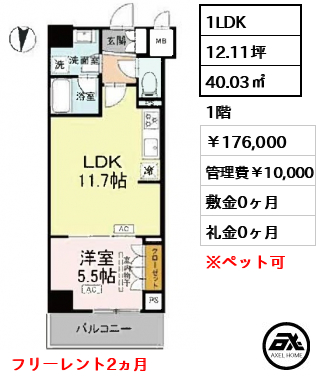 ロイジェント潮見 176,000円