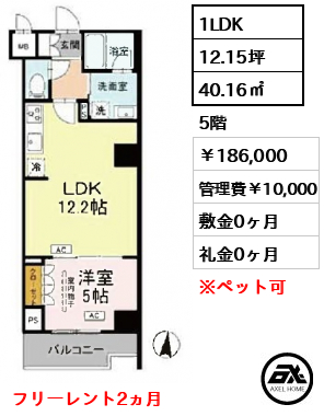 ロイジェント潮見 186,000円