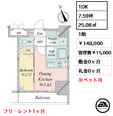 ドゥーエ銀座イーストⅢ 148,000円