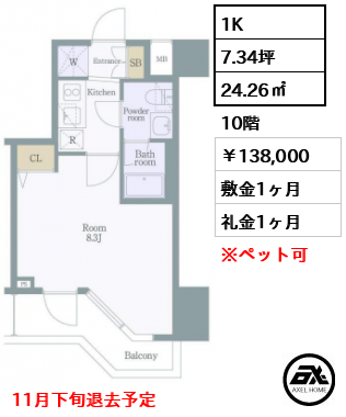 ガリシア代々木 138,000円