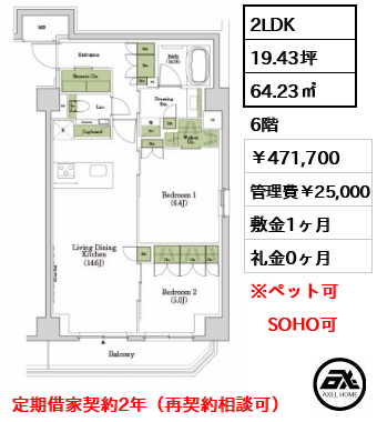 ザ・パークハビオSOHO市谷左内町 471,700円