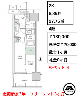 ブルックサイドレジデンス木場 130,000円