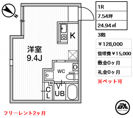ルクレ代々木 128,000円
