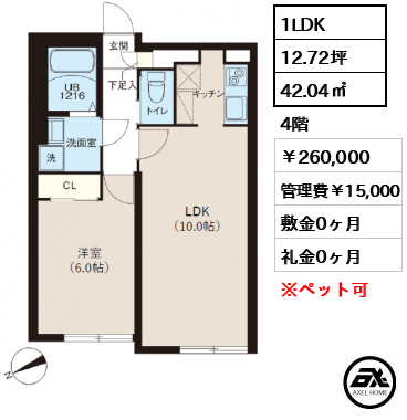 レピュア早稲田レジデンスⅡ 260,000円