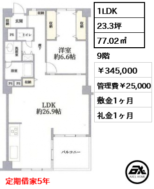 赤坂パインクレスト 345,000円