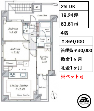 オープンレジデンシア四谷 369,000円