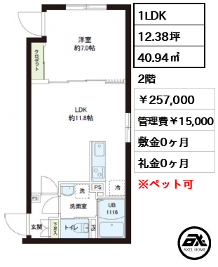 レピュア小石川レジデンス 257,000円