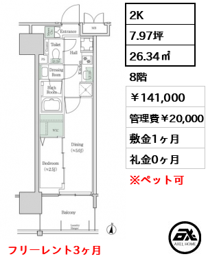 ブルックサイドレジデンス木場 141,000円