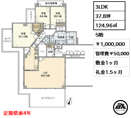 パークハウス・ジオ六番町 1,000,000円