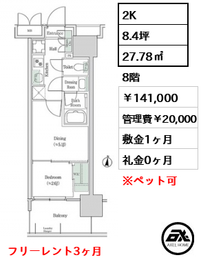 ブルックサイドレジデンス木場 141,000円