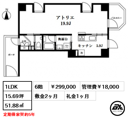 モンテヴェルデ神楽坂弐番館 299,000円