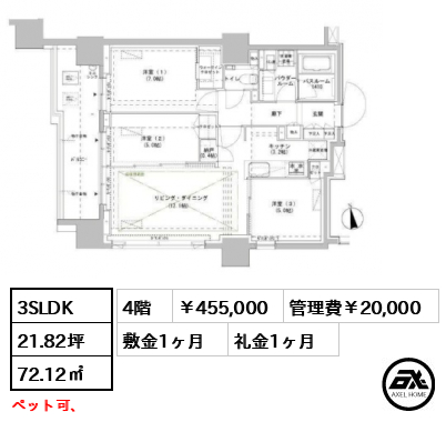 パークスフィア牛込神楽坂 455,000円