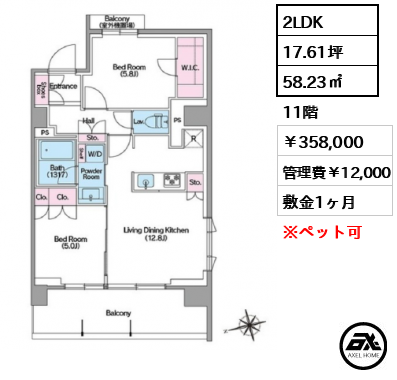 コンフォリア東新宿ステーションフロント 358,000円