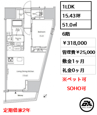 ザ・パークハビオ市ヶ谷ウエスト 318,000円