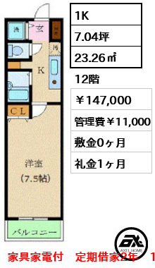 カスタリア新宿 147,000円