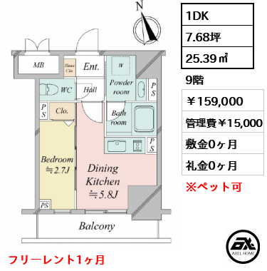ドゥーエ銀座イーストⅢ 159,000円