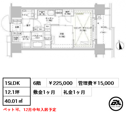 パークスフィア牛込神楽坂 225,000円