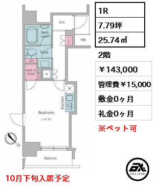 レジディア月島Ⅱ 143,000円