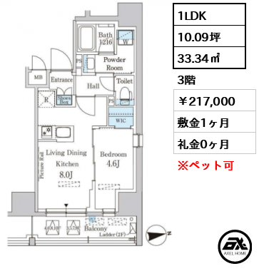 パークアクシス神田レジデンス 217,000円