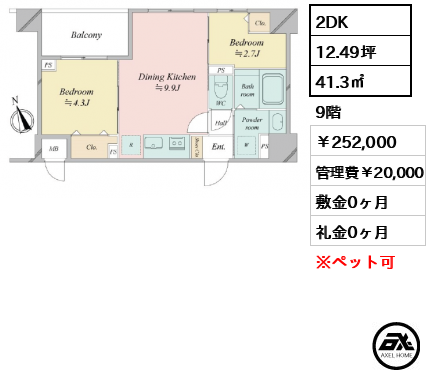 ドゥーエ銀座イーストⅢ 252,000円