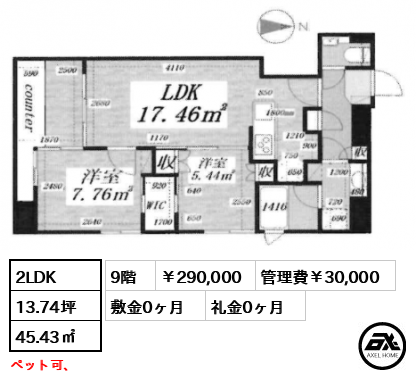 パークルール大手町 290,000円